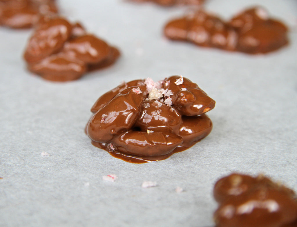 Chocolate Covered Almonds with Rhubarb or Liqourice